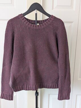 Margaret O'Leary Small Burgundy Chunky Stitch Heavyweight Cotton Knit